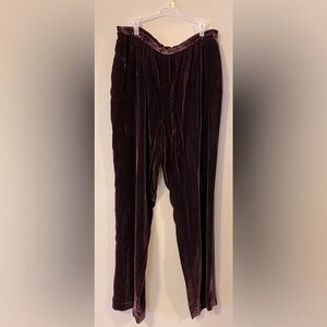 Jones & Co brown velvet silk/rayon blend slacks, size Large
